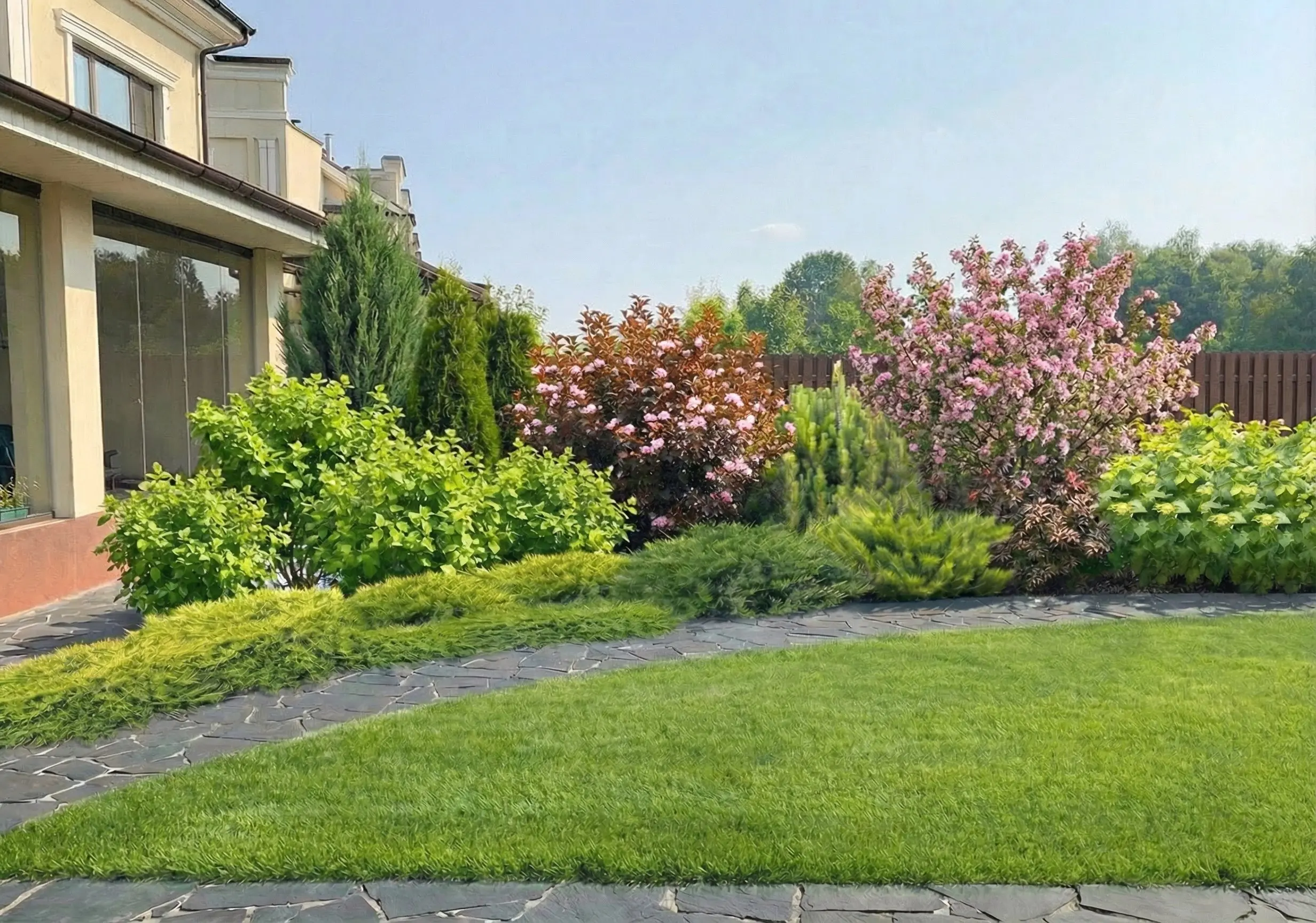 Визуализация одной из зон сада в нескольких вариантах: скетч в Procreate и фотореалистичные визуализации композиции в разные сезоны.
Это видовая точка обзор на которую открывается с двух сторон | Сетка — социальная сеть от hh.ru