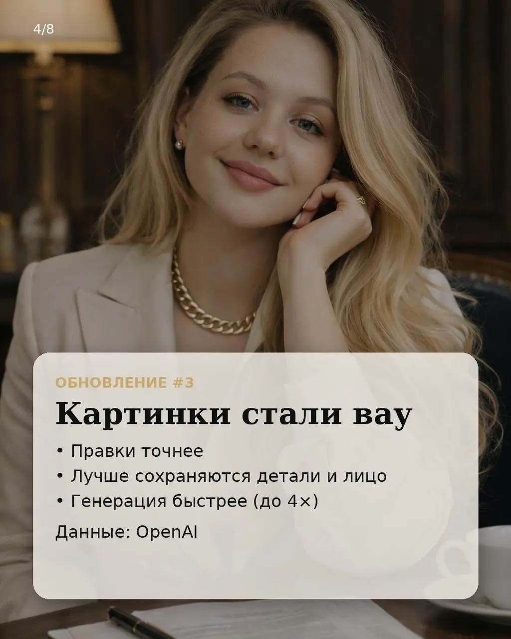 МОЙ ШОК в шоке! Только что новый GPT-5.2 создал мне идеальную карусель для социальных сетей без ошибок и в едином заданном стиле! Используя ранее созданные им же фото. Да, есть косячок в конце | Сетка — социальная сеть от hh.ru