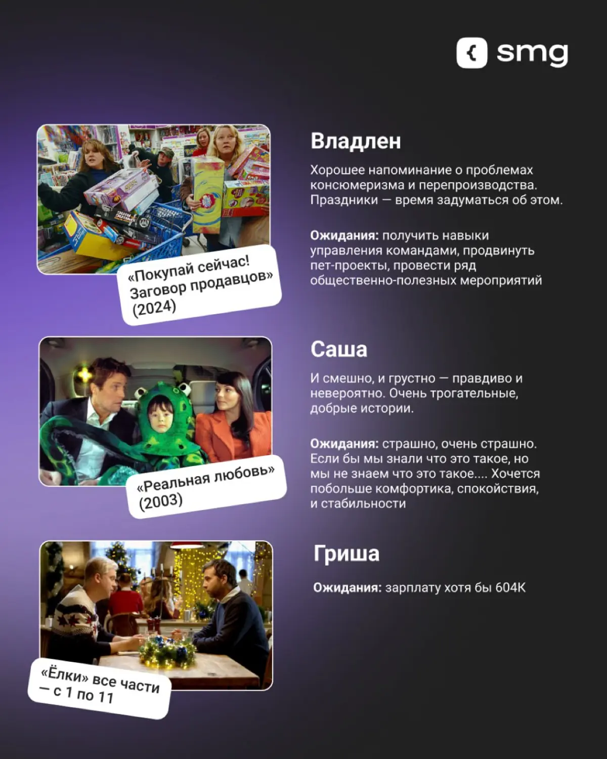 Погода за окном не особо старается создавать новогоднее настроение, так что берем все в свои руки ☃
Мы собрали любимые праздничные фильмы команды и их ожидания от нового года: от мечты о новой квартир... | Сетка — социальная сеть от hh.ru