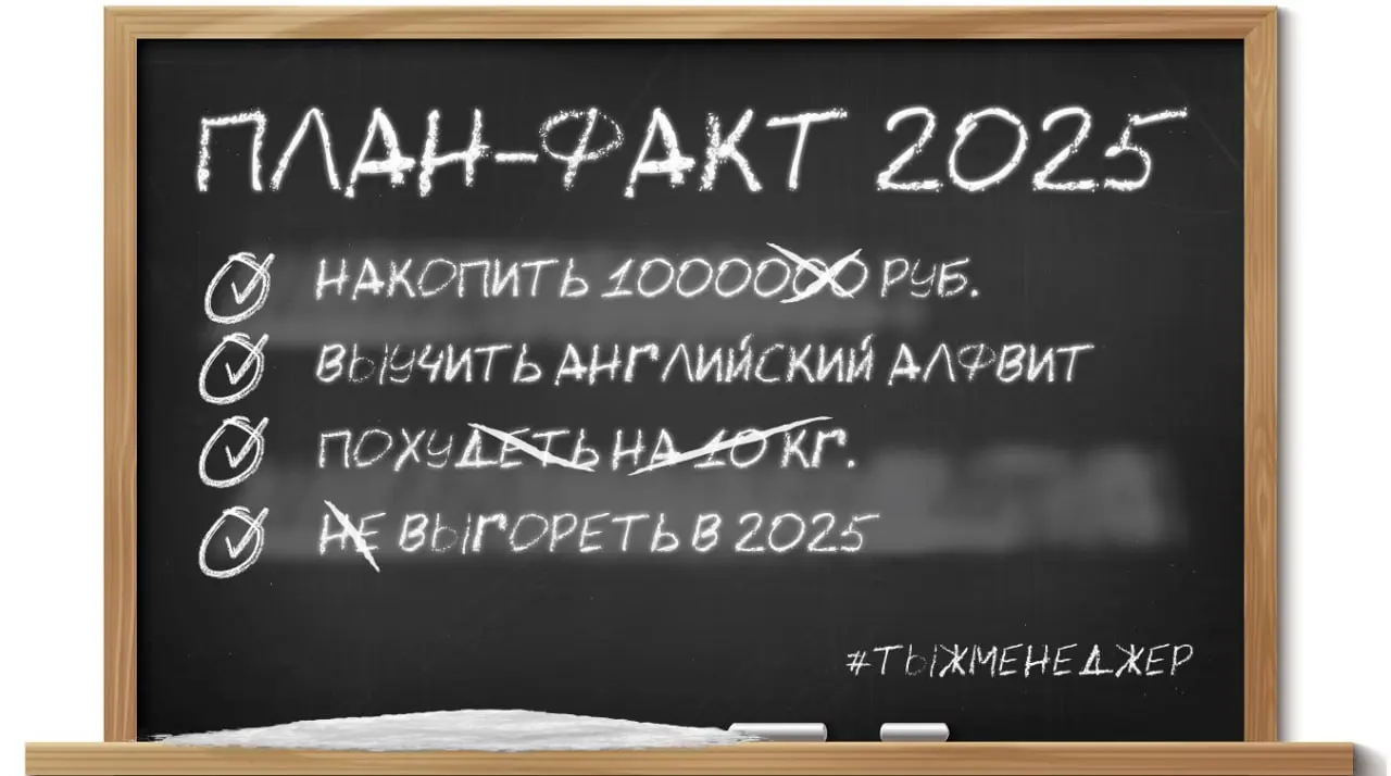 Планировал одно, получилось… как всегда
Декабрь 2024 - пишу планы на 2025:
— Заработать больше денег
— Начать регулярно заниматься спортом
— Читать минимум 1 книгу в месяц
— Выйти на новый уровень жиз... | Сетка — социальная сеть от hh.ru