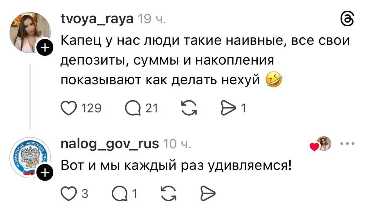 «Неужели налоговая переманила сммщика из Авиасейлс»
Первое о чем я подумала, увидев скрины. А нет, это кто-то просто развлекся, зарегистрировавшись представителем ФНС | Сетка — социальная сеть от hh.ru