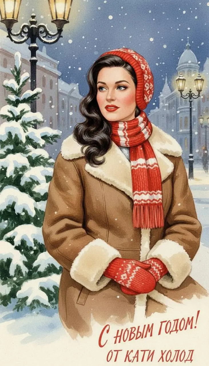 Новогодняя открытка в советском стиле 💖
Оригинальное поздравление.
Кто помнит такие открытки ?
Промпт оставлю в комментариях | Сетка — социальная сеть от hh.ru