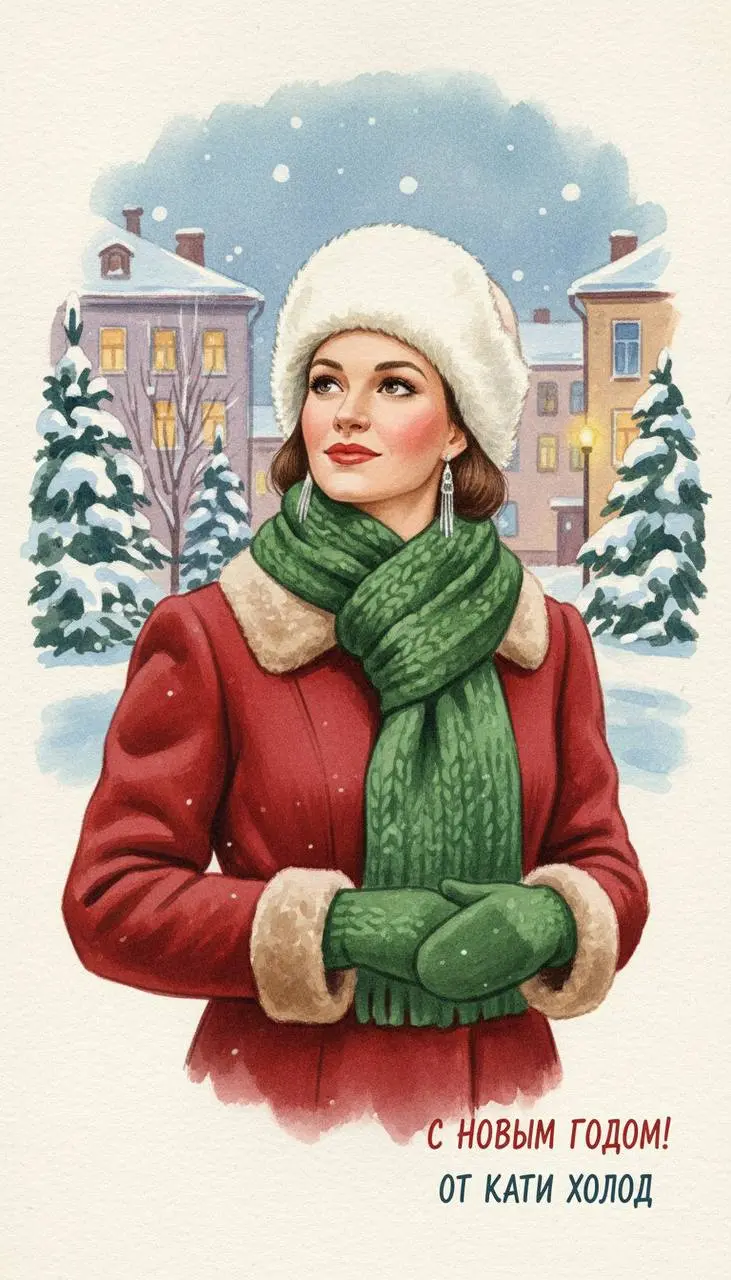 Новогодняя открытка в советском стиле 💖
Оригинальное поздравление.
Кто помнит такие открытки ?
Промпт оставлю в комментариях | Сетка — социальная сеть от hh.ru