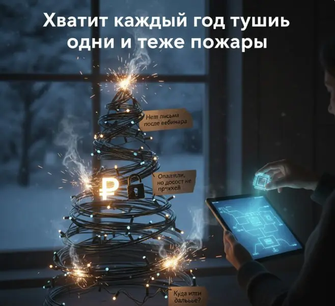🎄 Ёлки горят, лиды тонут
Декабрь. Большинство экспертов сейчас готовит сценарий вебинара. Проговаривает смыслы. Шлифует подачу.
И почти никто не готовит сценарий для системы | Сетка — социальная сеть от hh.ru