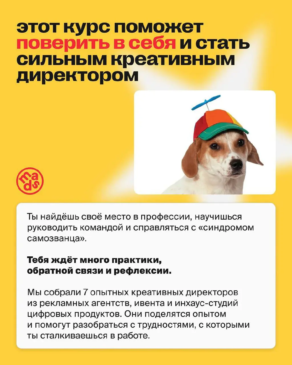 Хочешь управлять командой, уверенно продавать идеи и наконец победить «синдром самозванца»? 😎
Курс «Креативный директор: думать, делать и принимать решения как сильный креативный лидер» твоя точка вхо... | Сетка — социальная сеть от hh.ru