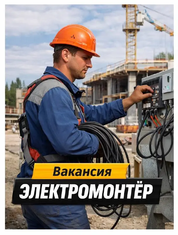 ⚡ Вакансия: Электромонтёр
🏗 ООО «СОЛЕТАНШ» | Москва
⸻
💼 Условия работы:
• Официальное трудоустройство
• 💰 99 000 ₽ за 15 смен
• 📅 График: 15/15 или 45/15
• ⏱ Смена 11 часов
• 🏠 Проживание | Сетка — социальная сеть от hh.ru