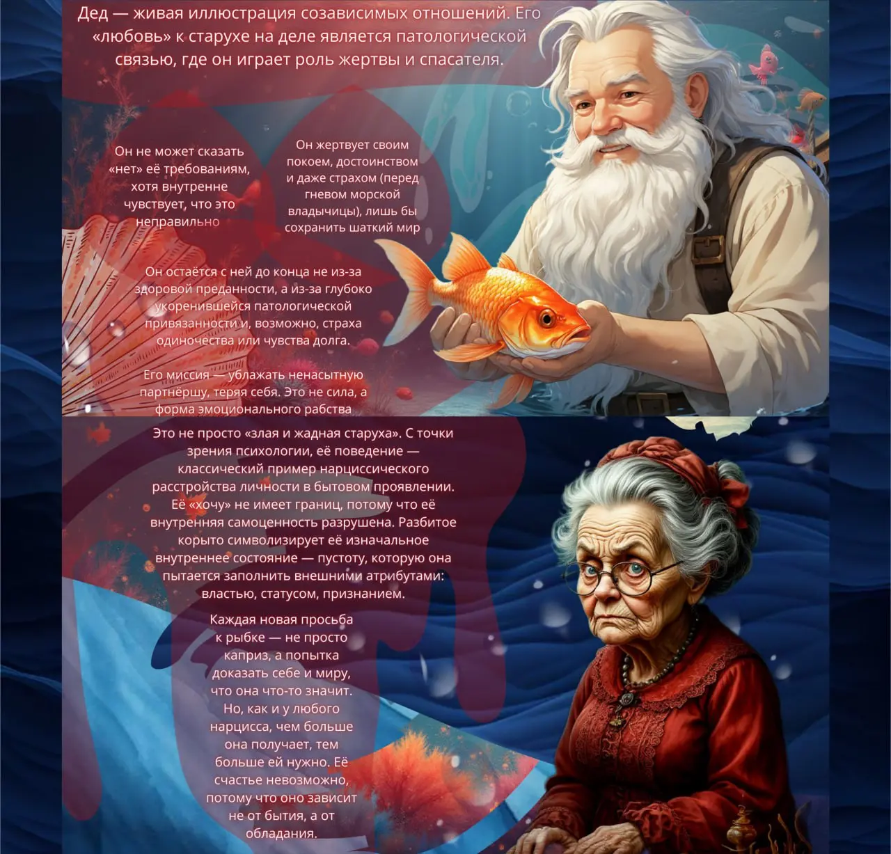 Психологический разбор 🐠«Сказки о рыбаке и рыбке», где Пушкин гениально показал тупик отношений, где нет настоящей, зрелой любви 💔 | Сетка — социальная сеть от hh.ru