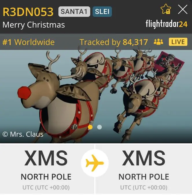 Классика от Flightradar — они запустили возможность отслеживать, где сейчас летит Санта-Клаус. Следить за передвижением его саней можно по этой ссылке | Сетка — социальная сеть от hh.ru