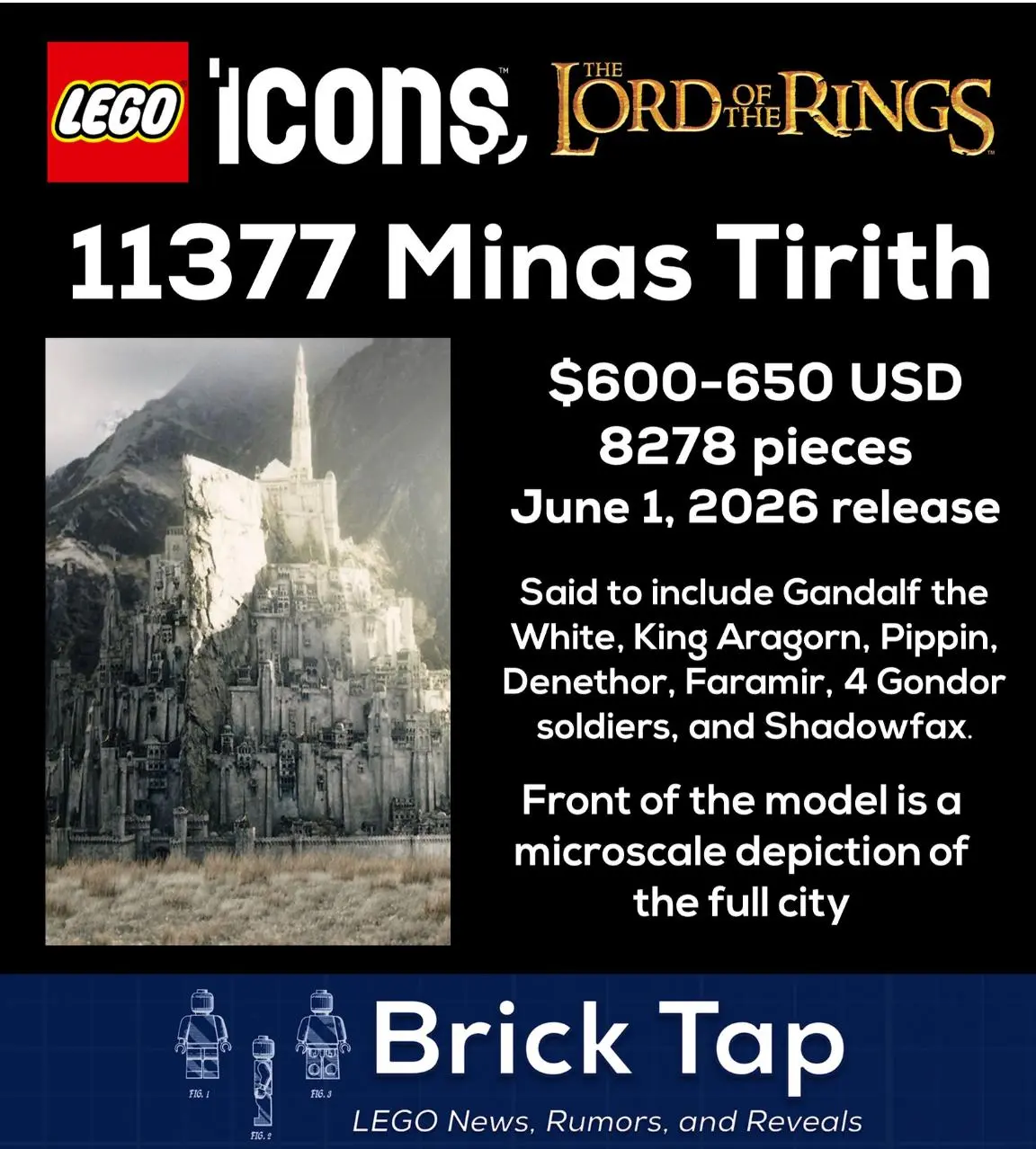 LEGO выпустят крупнейший набор в истории по вселенной «Властелина колец» — город Минас Тирит.
Релиз ожидается уже 1 июня 2026 года, и это будет микромасштабная модель всей столицы Гондора | Сетка — социальная сеть от hh.ru
