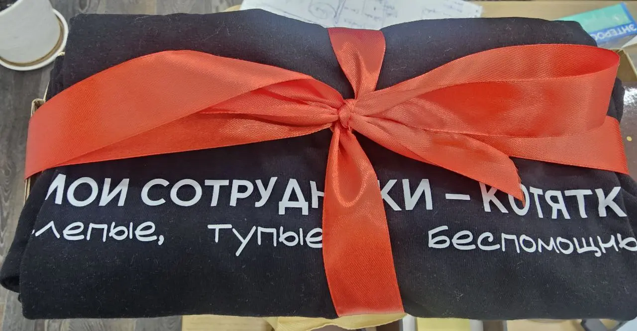 Подарок от сотрудников на корпоративе сегодня - вот такая футболка )) ни одной буквы правды!! 😁 #ProStore | Сетка — социальная сеть от hh.ru