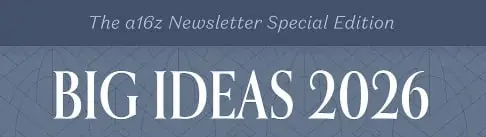 😺 ПРОГНОЗ НА 2026
Венчурный фонд a16z выпустил свой ежегодный прогноз о ключевых технологических трендах.
Часть 1
Часть 2
Мне он показался интересным для понимания куда мы идем и к чему готовиться | Сетка — социальная сеть от hh.ru