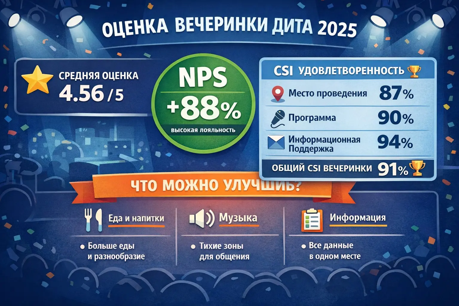 Самоорганизация в бою: вечеринка на 69 человек 🎛
Сегодня расскажу, как я собрал команду и мы подготовили вечеринку на 69 человек | Сетка — социальная сеть от hh.ru