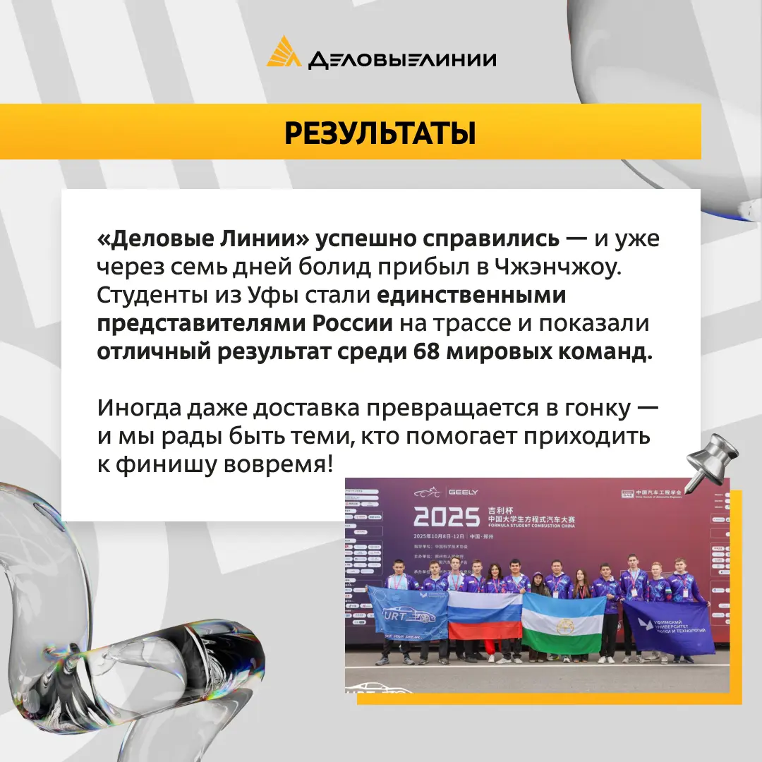 🏎 Международная перевозка на гоночных скоростях
Рассказываем о необычном кейсе, когда команда «Деловых Линий» помогла студентам Уфимского университета науки и технологий вовремя попасть на международн... | Сетка — социальная сеть от hh.ru