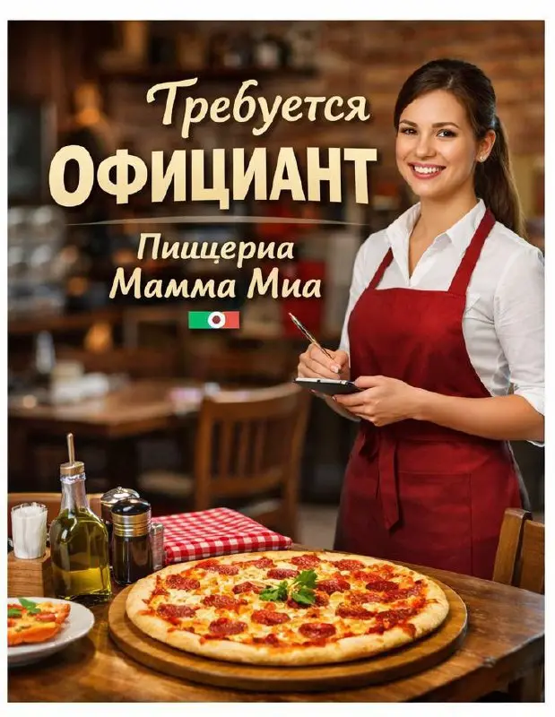 🍕 Требуется официант в пиццерию Мамма мия
📍 Балашиха, ул. Зеленая 32/2
В нашу уютную пиццерию ищем ответственного, дружелюбного и активного официанта для работы с гостями и создания теплой атмосферы | Сетка — социальная сеть от hh.ru
