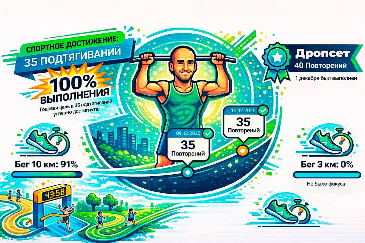 Пришло время подводить спортивные итоги...
Обычно в декабре какая-нибудь VSRATA нарисует "мой год в спорте", я сделаю красивую нарезку и размещаю сторис... Но в этом году будет по-другому.. | Сетка — социальная сеть от hh.ru