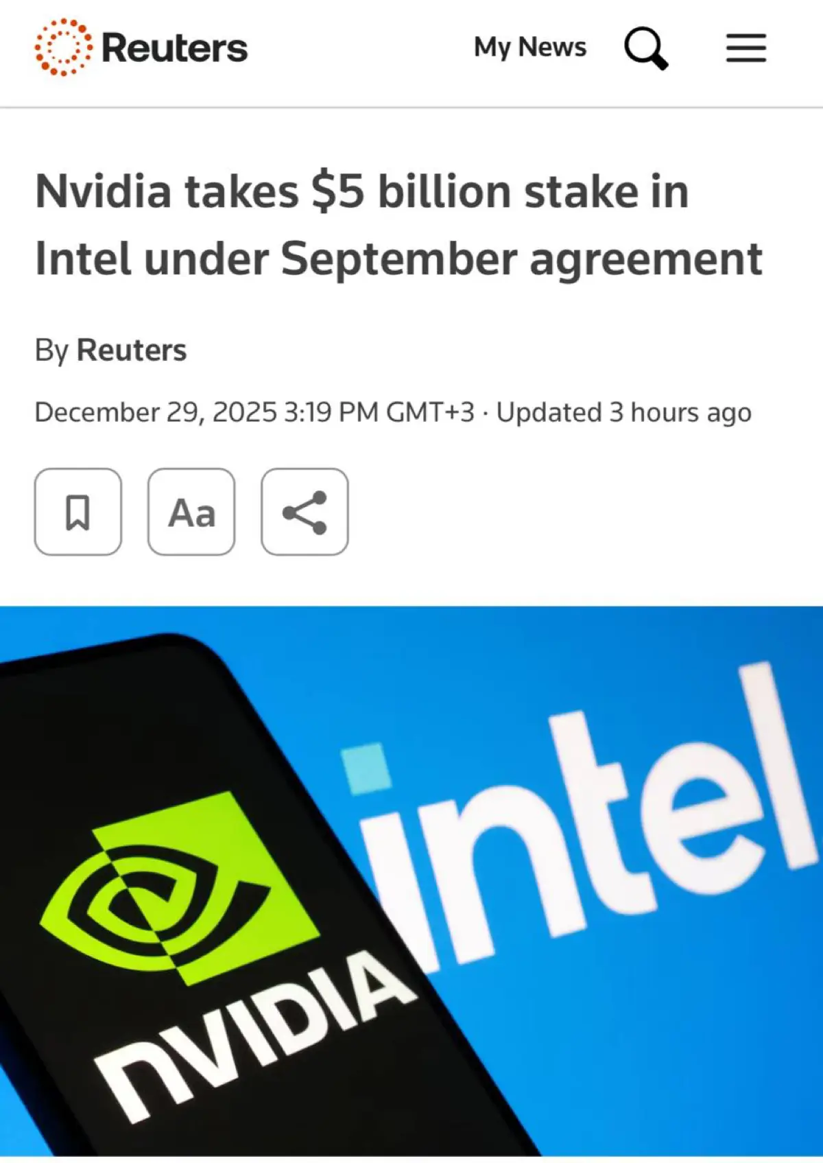 NVIDIA вложила $5 млрд в Intel, приобретя около 214,7 млн акций и став одним из ключевых инвесторов компании после одобрения сделки американскими регуляторами | Сетка — социальная сеть от hh.ru