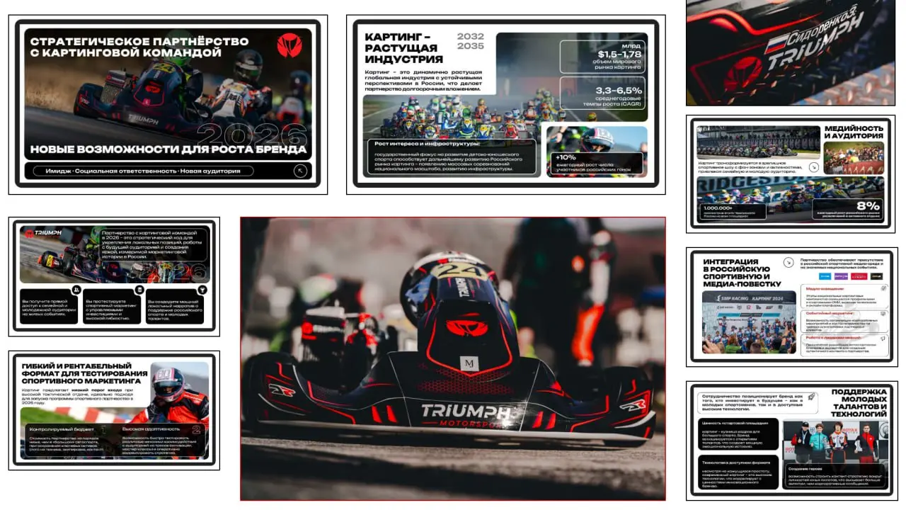 На этой неделе выполнил,пожалуй, уже последний заказ в этом году - презентация партнерской программы с картинговой командой 🏎
Цель - создать презентацию для деловых переговоров с потенциальными партне... | Сетка — социальная сеть от hh.ru