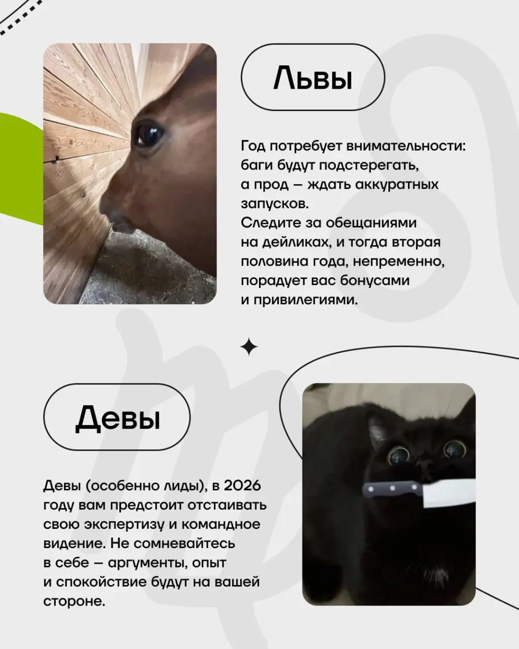 Астрология для айтишников: когда дедлайны определяют знаки судьбы!
Дисклеймер:
Этот пост носит юмористический характер, не отражает официальную позицию ГК и не является руководством к принятию решений... | Сетка — социальная сеть от hh.ru