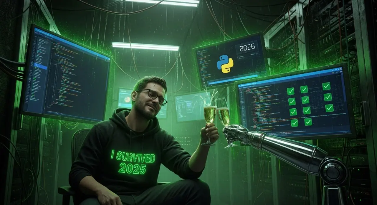 git commit -m "happy new year"
🎄 Ну что, выжившие? Добро пожаловать в 2026. У кого как, а у меня уже.
Если вы читаете это, то нейросети нас всё ещё окончательно не заменили | Сетка — социальная сеть от hh.ru