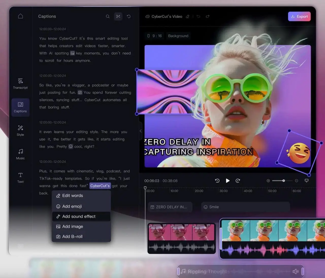ПОРА ВЫКИДЫВАТЬ КАПКАТ🤖🎬
CyberCut — найдет паузы и вырежет лишнее на видео🚀.
Залил ролик → выбрал стиль → получил готовое видео.
Всё. 🥲 | Сетка — социальная сеть от hh.ru