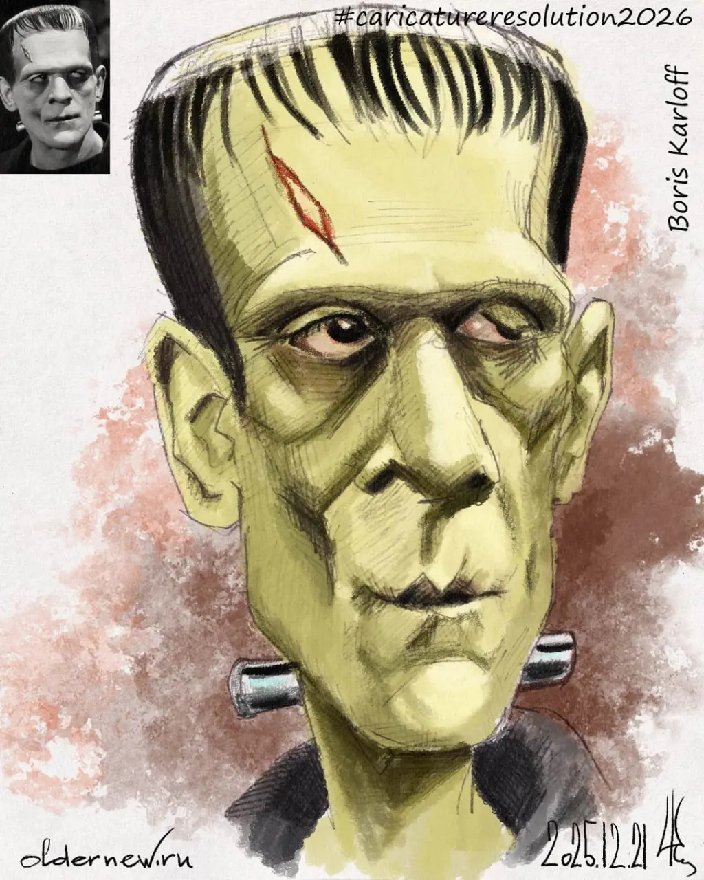 01 Boris Karloff
Ежегодный январский вызов Международной ассоциации карикатуристов (ISCA)
#caricatureresolution2026 #crBorisKarloff | Сетка — социальная сеть от hh.ru