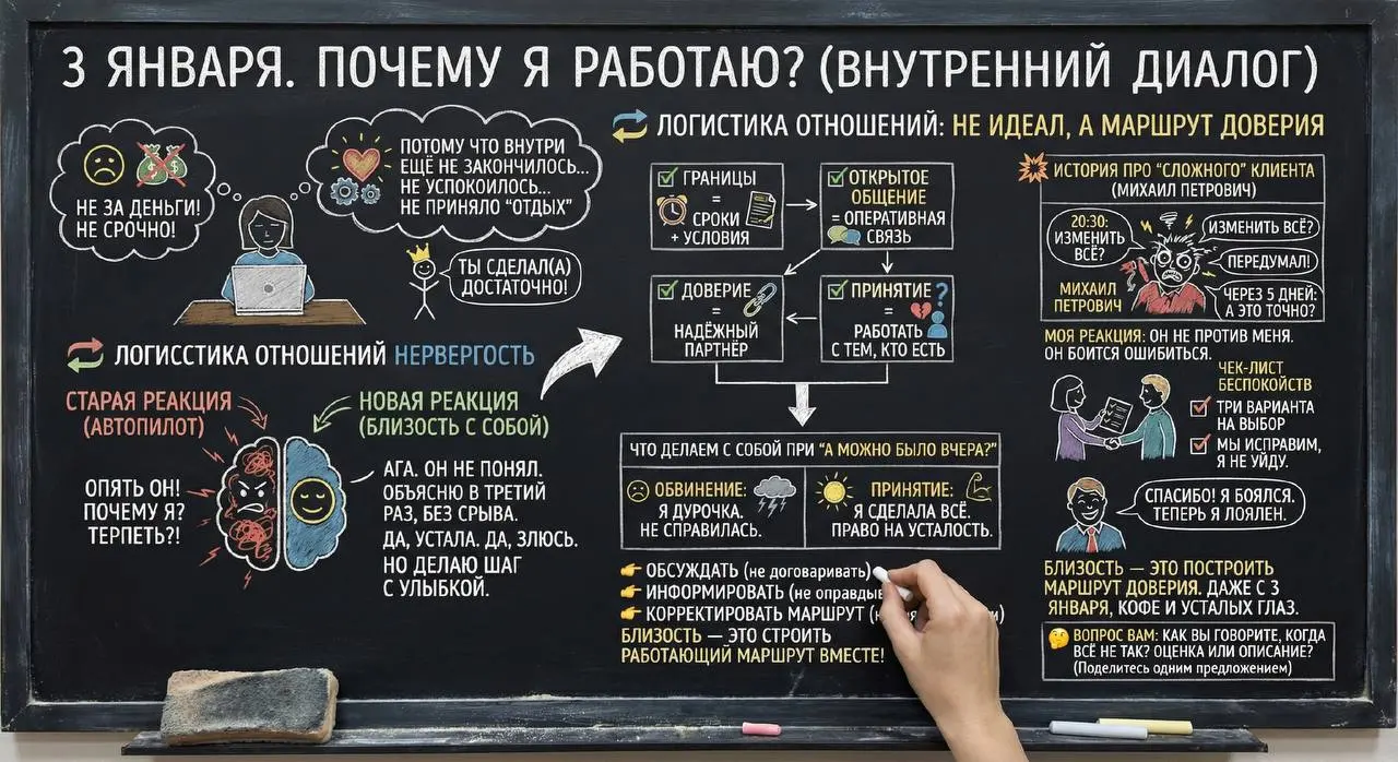 «3 января. Я работаю. Не потому что надо. А потому что внутри — ещё не закончилось»
Сегодня, 3 января, я сижу за компом.
Нет, не потому что мне платят двойную ставку | Сетка — социальная сеть от hh.ru