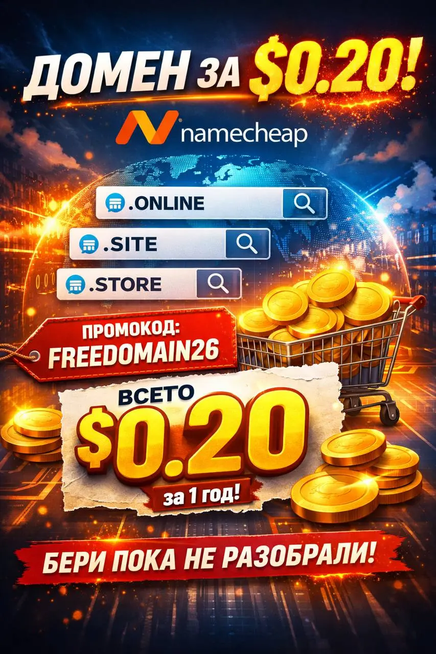 Домен за $0.20 от Namecheap
Дешевле — только если бесплатно.
Что делаем:
1️⃣ Заходим на namecheap.com
2️⃣ Выбираем домен в зонах .online / .site / | Сетка — социальная сеть от hh.ru