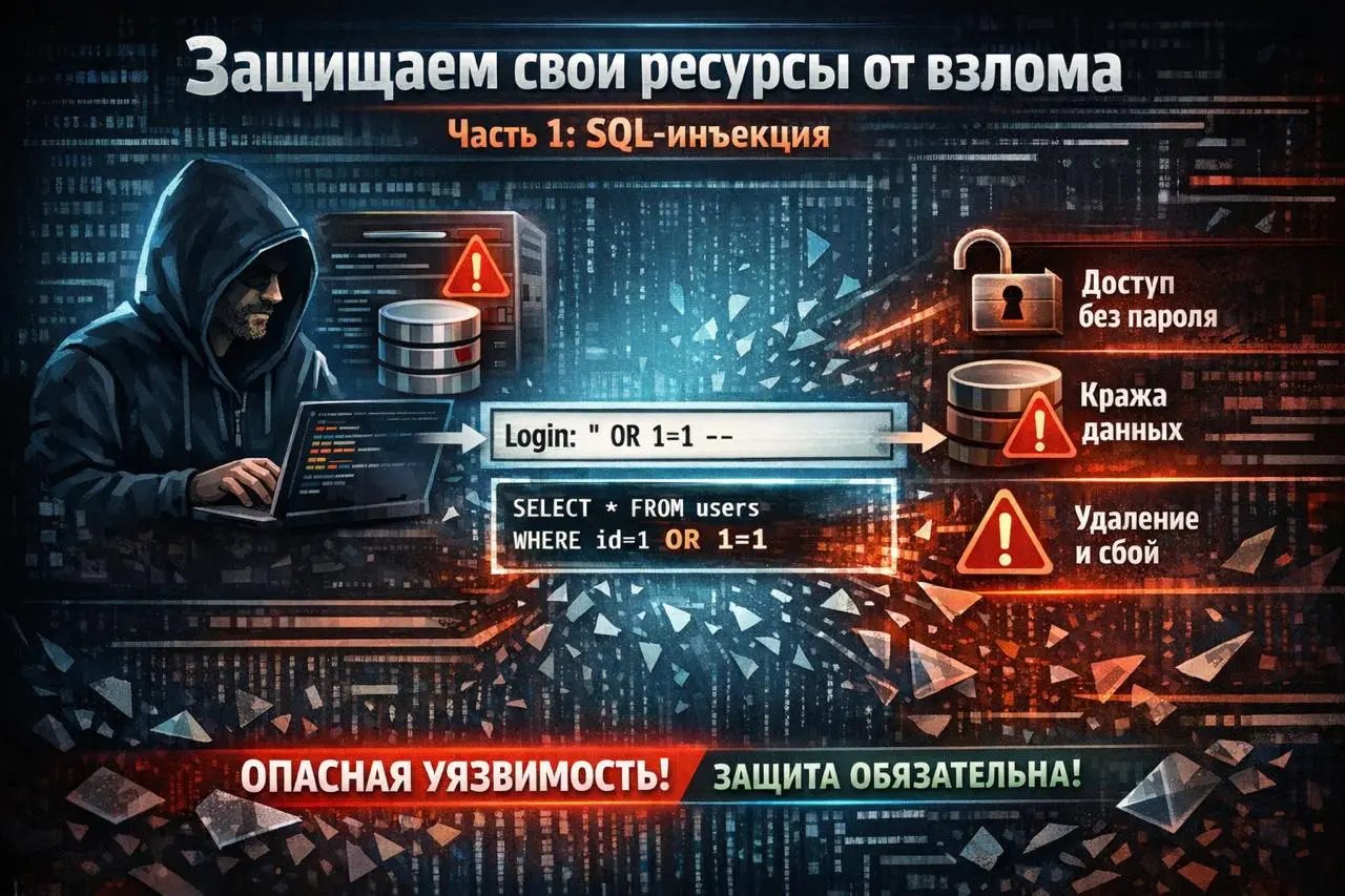 🛡 Защищаем свои ресурсы от взлома. Часть 1: SQL-инъекция
Почти каждый сайт, сервис или приложение работает с базой данных | Сетка — социальная сеть от hh.ru