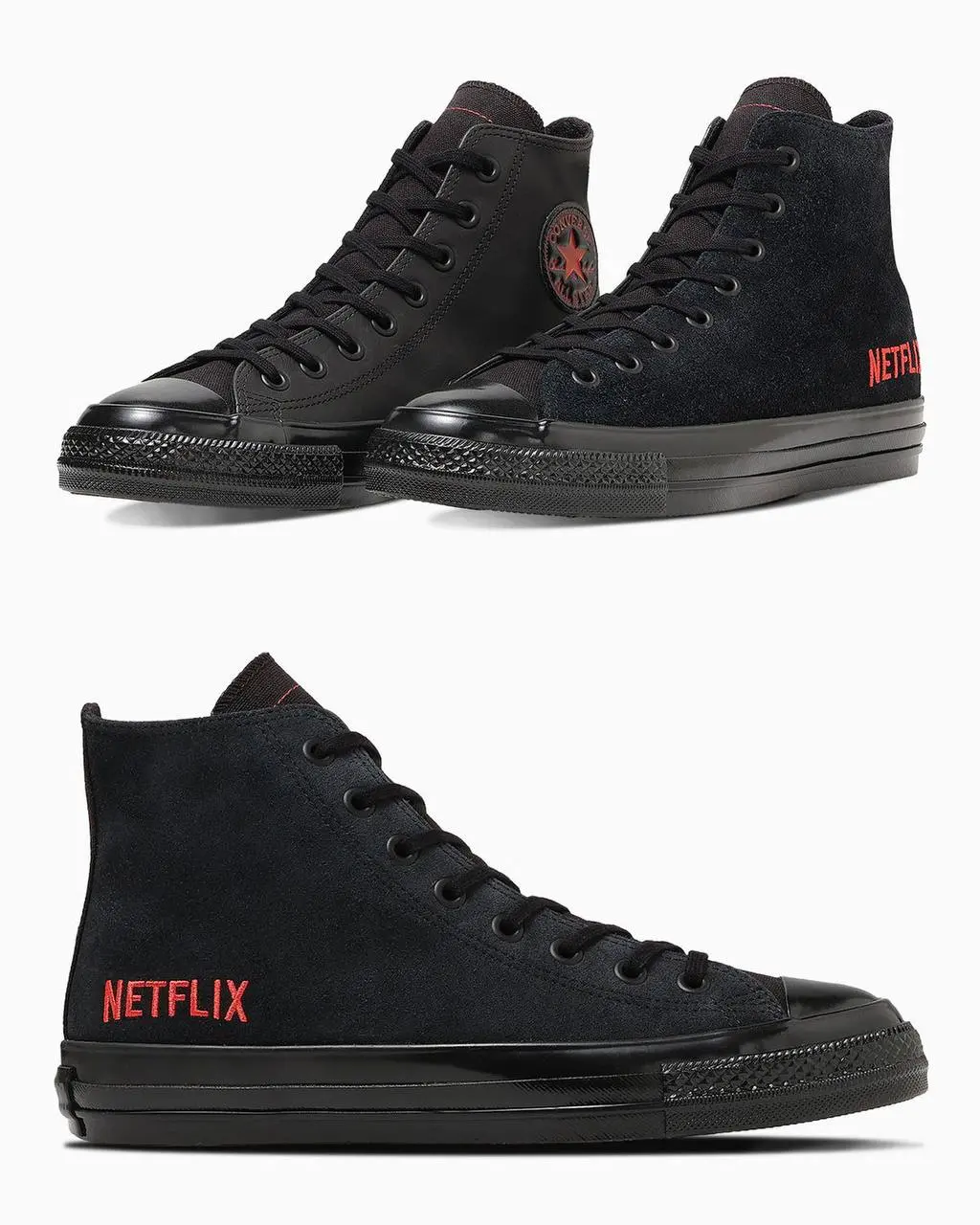 Прикол, Converse заколлабился с Netflix в Японии и дропнул высокие черные кеды с эмблемой стриминга. Релиз намечен на 23 января, а стоить они будут 140 долларов (11,3 тысяч рублей) | Сетка — социальная сеть от hh.ru