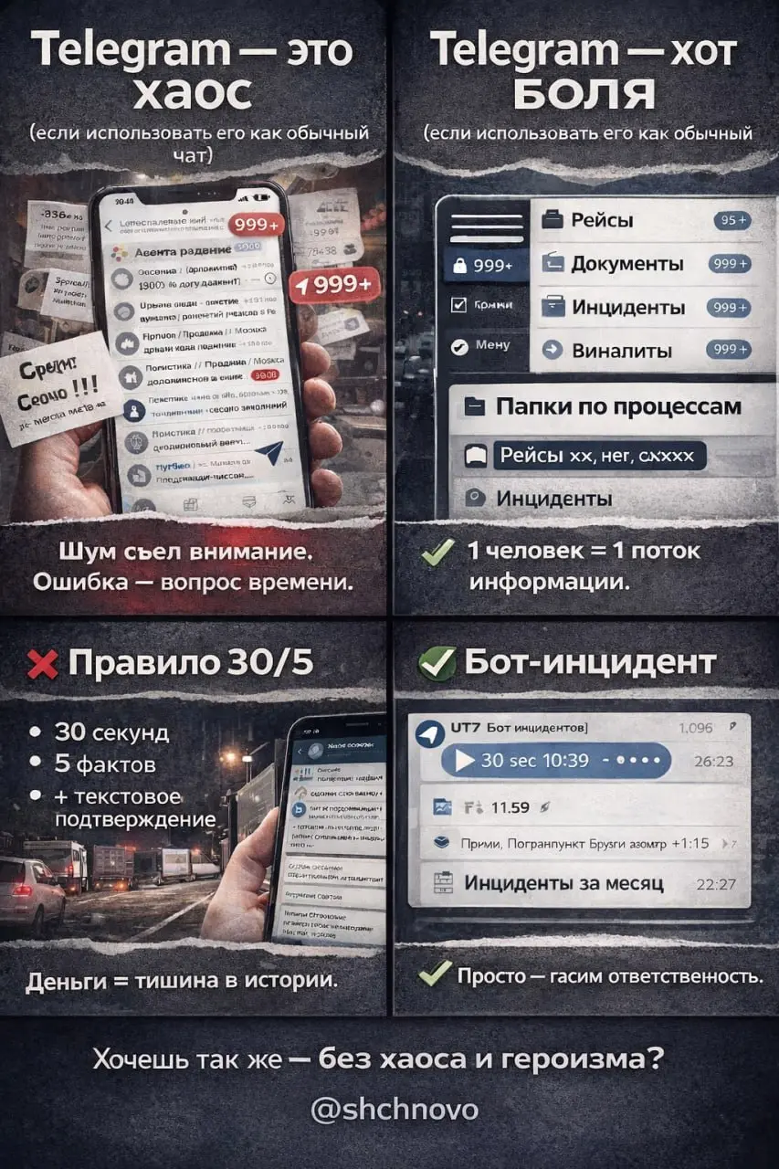 Почему в логистике почти все сидят в Telegram — и как не утонуть в этом потоке
Я провела аудит 11 логистических команд — от небольших экспедиторов до международных 3PL-операторов | Сетка — социальная сеть от hh.ru