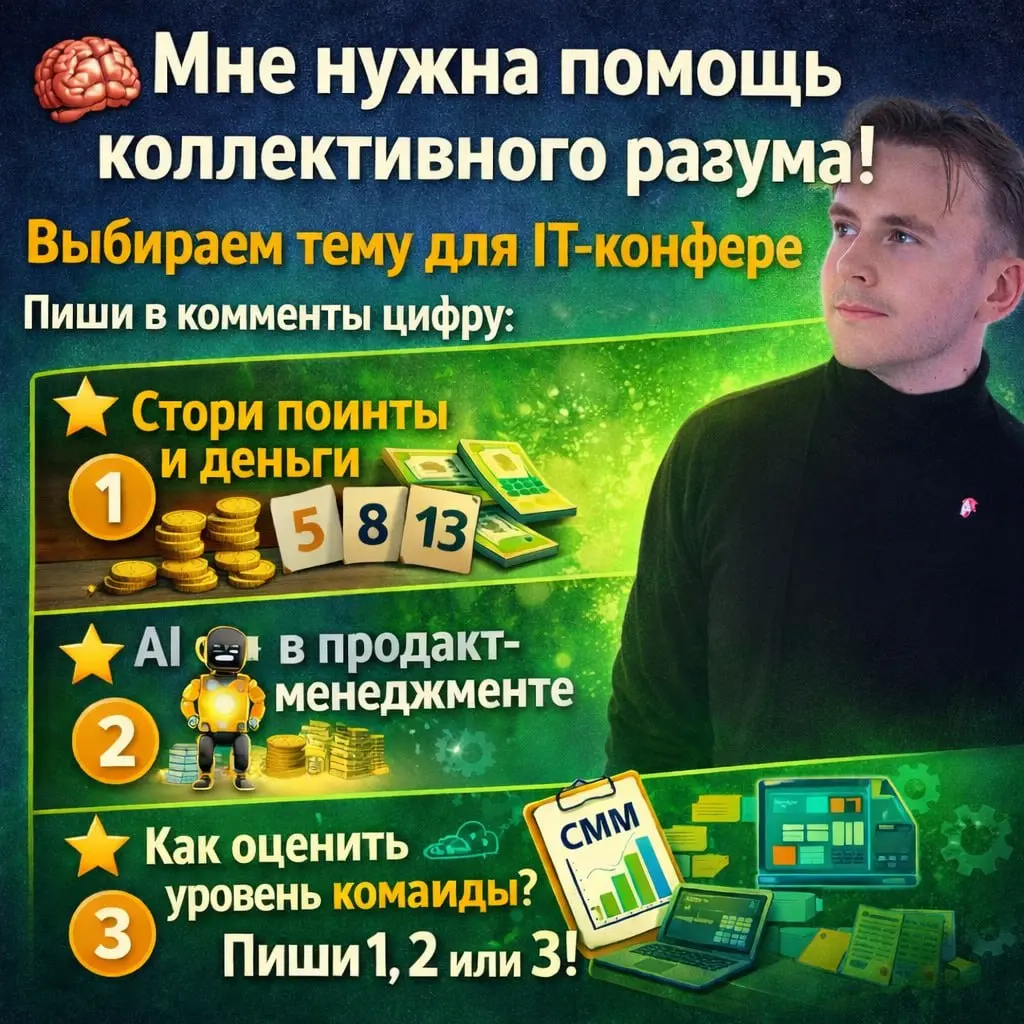 🧠 Мне нужна помощь коллективного разума
Короче, я поставил себе цель - хочу в этом году выступить спикером на it конференций.
Это первый такой опыт | Сетка — социальная сеть от hh.ru