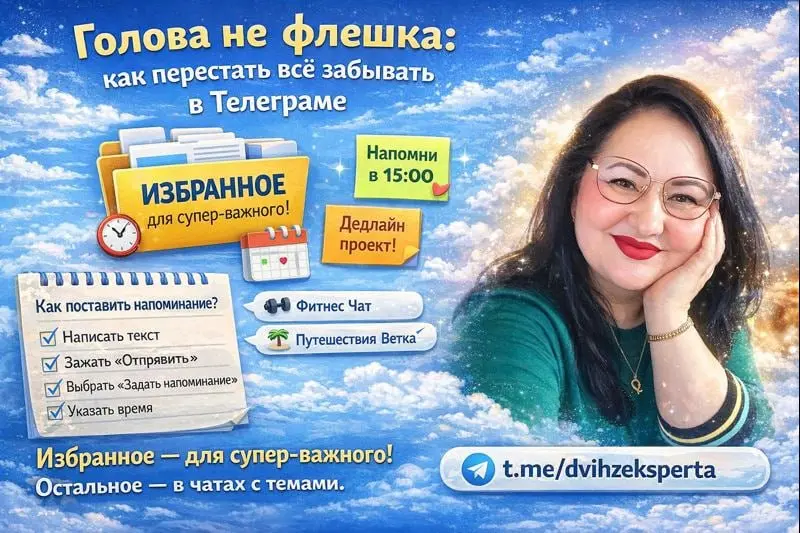Голова — не флешка: как перестать всё забывать в Телеграме
Если постоянно ловите себя на мысли «ой, забыл(а)», в Телеграме есть простая функция, которая реально выручает — напоминания в чате «Избранно... | Сетка — социальная сеть от hh.ru