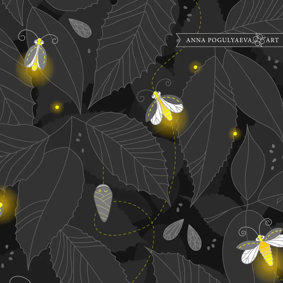 Мой принт "Светлячки в ночном лесу" на рюкзаке | Сетка — социальная сеть от hh.ru