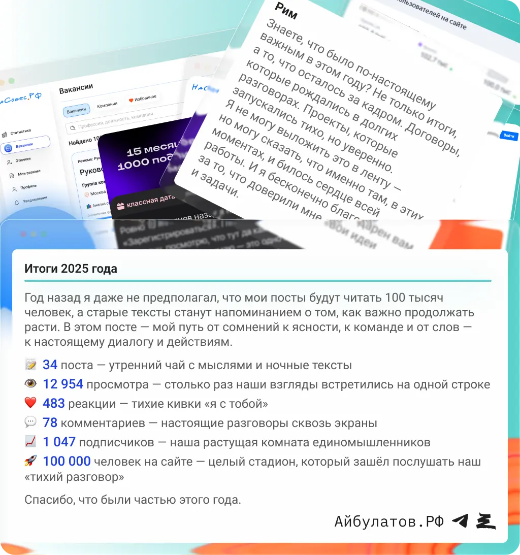 Как прошёл мой 2025 цифры, рост и люди, которые вели | Сетка — социальная сеть от hh.ru