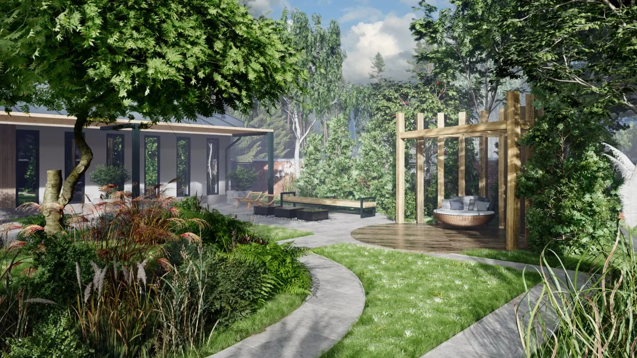 Сад, пергола, благоустройство. Различное освещение и атмосфера, визуализация в 3D #экстерьер #3dsmax #ландшафт #визуализатор #ландшафтныйдизайн #визуализациядвора #уютныйдвор | Сетка — социальная сеть от hh.ru