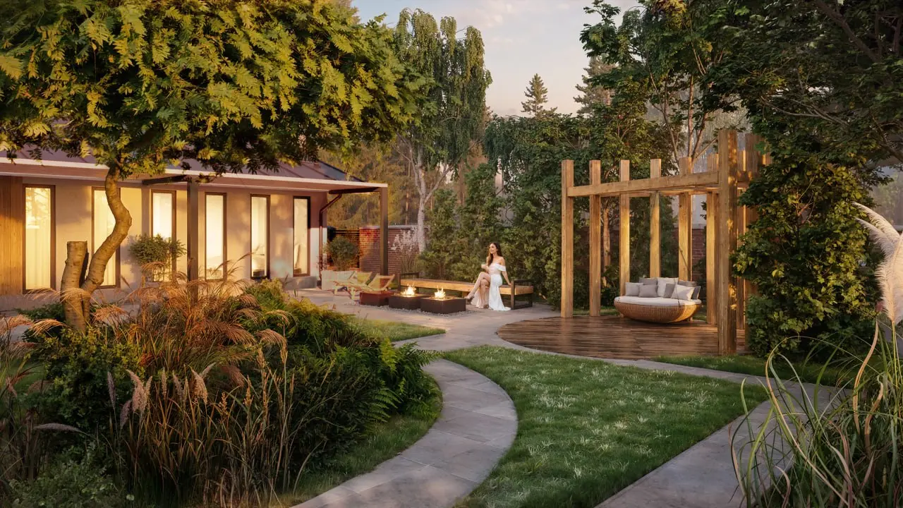 Сад, пергола, благоустройство. Различное освещение и атмосфера, визуализация в 3D #экстерьер #3dsmax #ландшафт #визуализатор #ландшафтныйдизайн #визуализациядвора #уютныйдвор | Сетка — социальная сеть от hh.ru