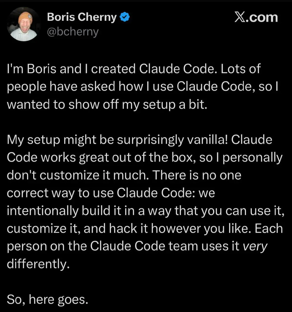 Борис Черный (если кто не знает, это Head of Claude Code в Anthropic), поделился своими советами как он кодит используя Cloud Code.
1. Выбор модели: Качество важнее скорости

Opus 4 | Сетка — социальная сеть от hh.ru