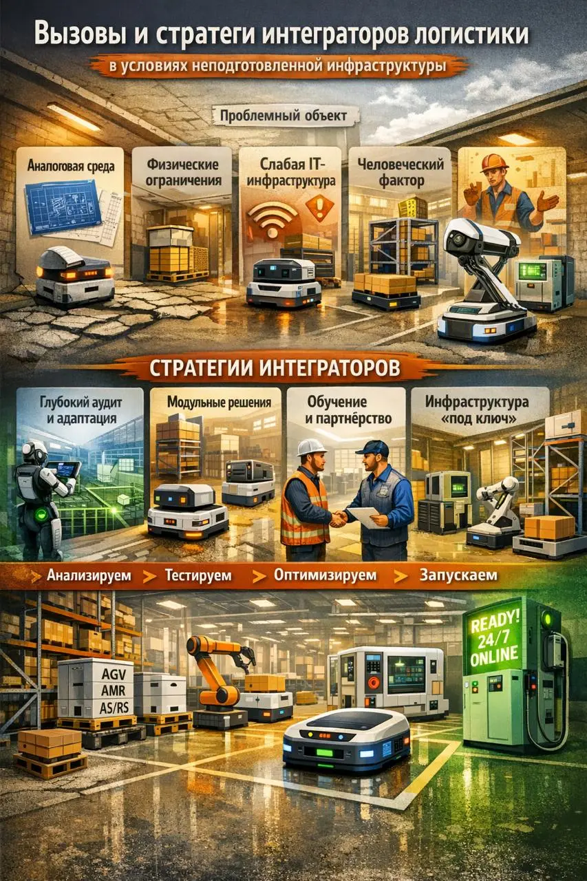 🏭 Интегратор в «зелёных полях»: что мы реально решаем (и КАК)
Коллеги, внедрение AGV/AMR — это не «продажа робота из коробки» | Сетка — социальная сеть от hh.ru