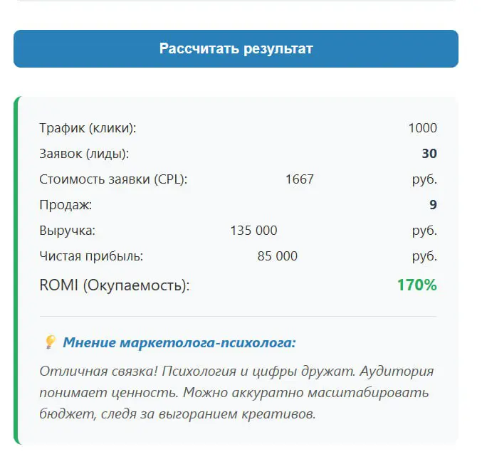 Калькулятор для проверки эффективности | Сетка — социальная сеть от hh.ru