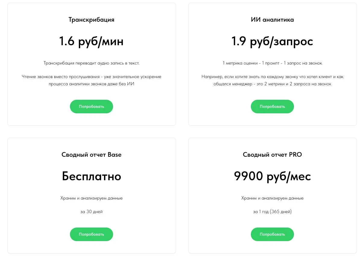 Тарифы нового сервиса https://callparserai | Сетка — социальная сеть от hh.ru