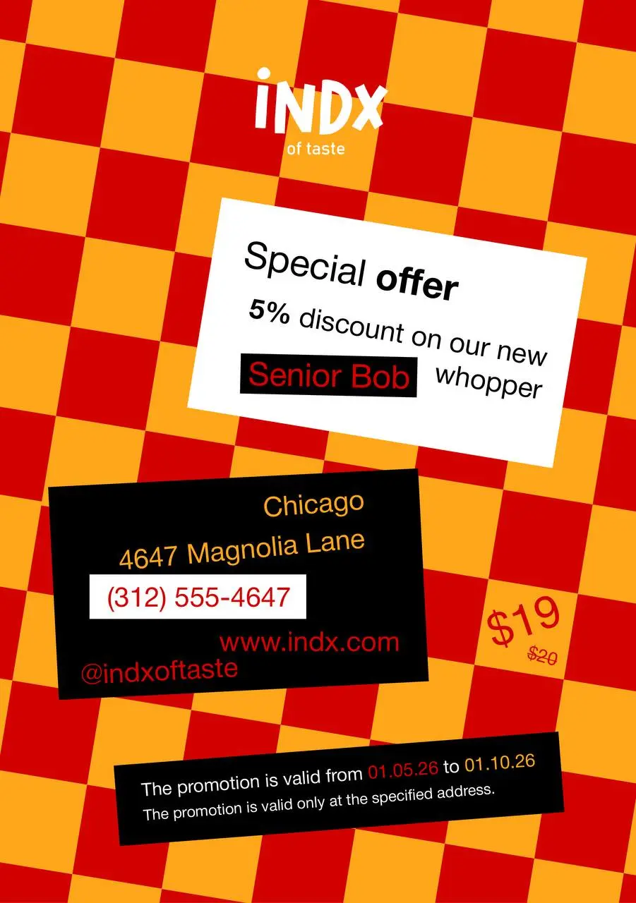 Флаер для бургерной
Портфолио и связь
#флаер@prsndvdesign | Сетка — социальная сеть от hh.ru