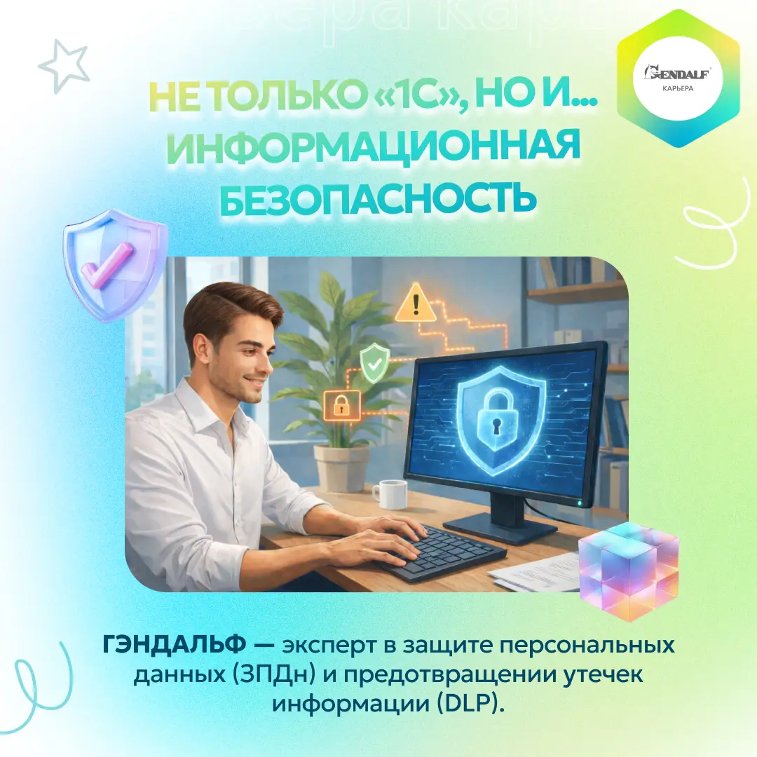 🛡 ГЭНДАЛЬФ — это не только «1С», но и эксперт в области информационной безопасности, включая защиту персональных данных (ЗПДн) и предотвращение утечек информации (DLP) | Сетка — социальная сеть от hh.ru