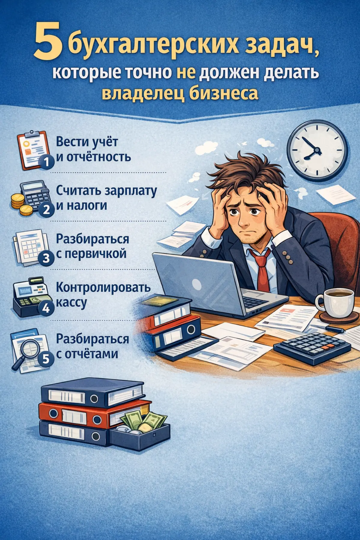 5 бухгалтерских задач, которые не должен делать владелец! | Сетка — социальная сеть от hh.ru