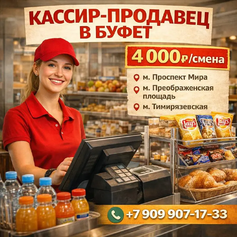 КАССИР-ПРОДАВЕЦ В БУФЕТ
От 4 000₽
столовая
• Москва
• Рестораны/Кафе
Jober - удобный mini app с быстрым доступом к вакансиям | Сетка — социальная сеть от hh.ru