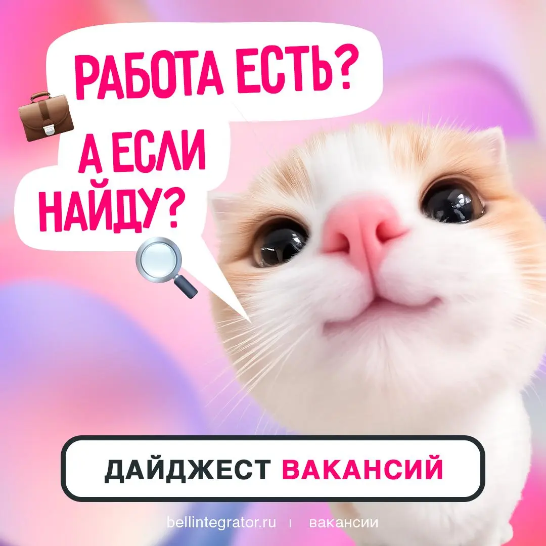 Нам скрывать нечего — ловите открытые вакансии🔥
Откликайтесь на подходящую по ссылке ниже и присоединяйтесь к #BellintegratorTeam | Сетка — социальная сеть от hh.ru