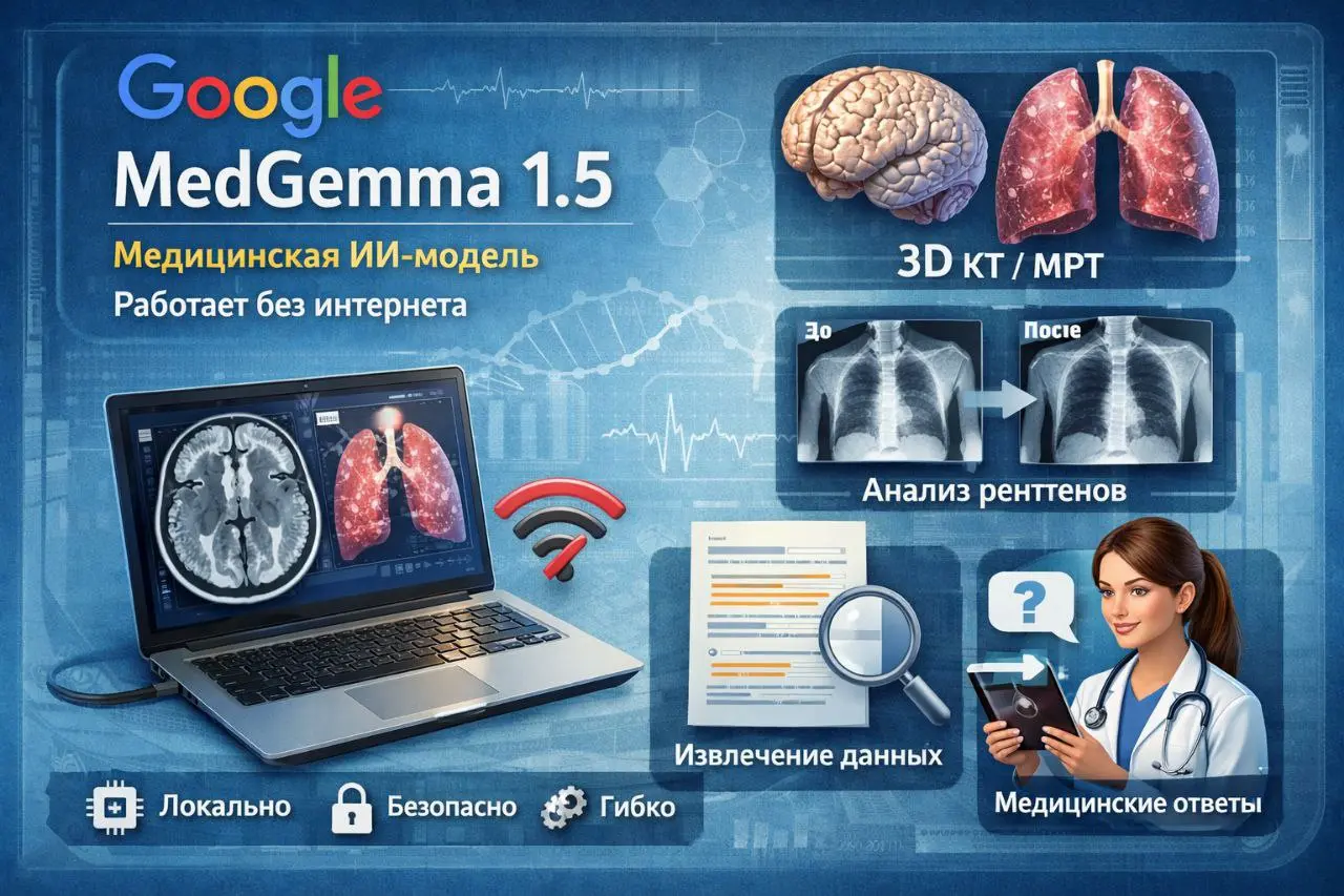 Google выпустила MedGemma 1.5: мощная медицинская ИИ-модель, которая работает даже без интернета 🩺
Google представила крупное обновление для своего открытого семейства медицинских ИИ-моделей MedGemma | Сетка — социальная сеть от hh.ru
