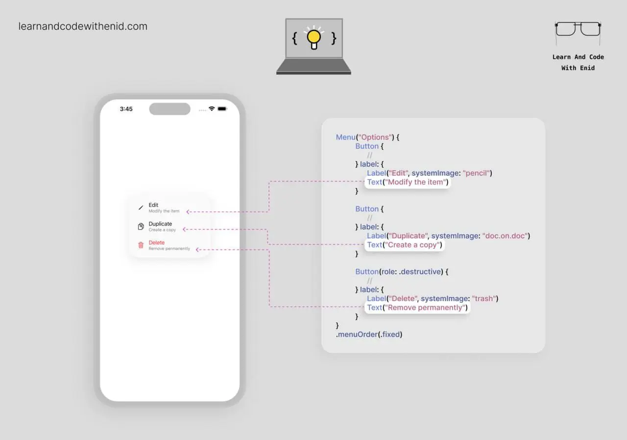 SwiftUI совет
Можно добавлять подзаголовки к действиям в Menu, если в label у Button разместить ещё один Text — SwiftUI сам автоматически применит нужные стили | Сетка — социальная сеть от hh.ru