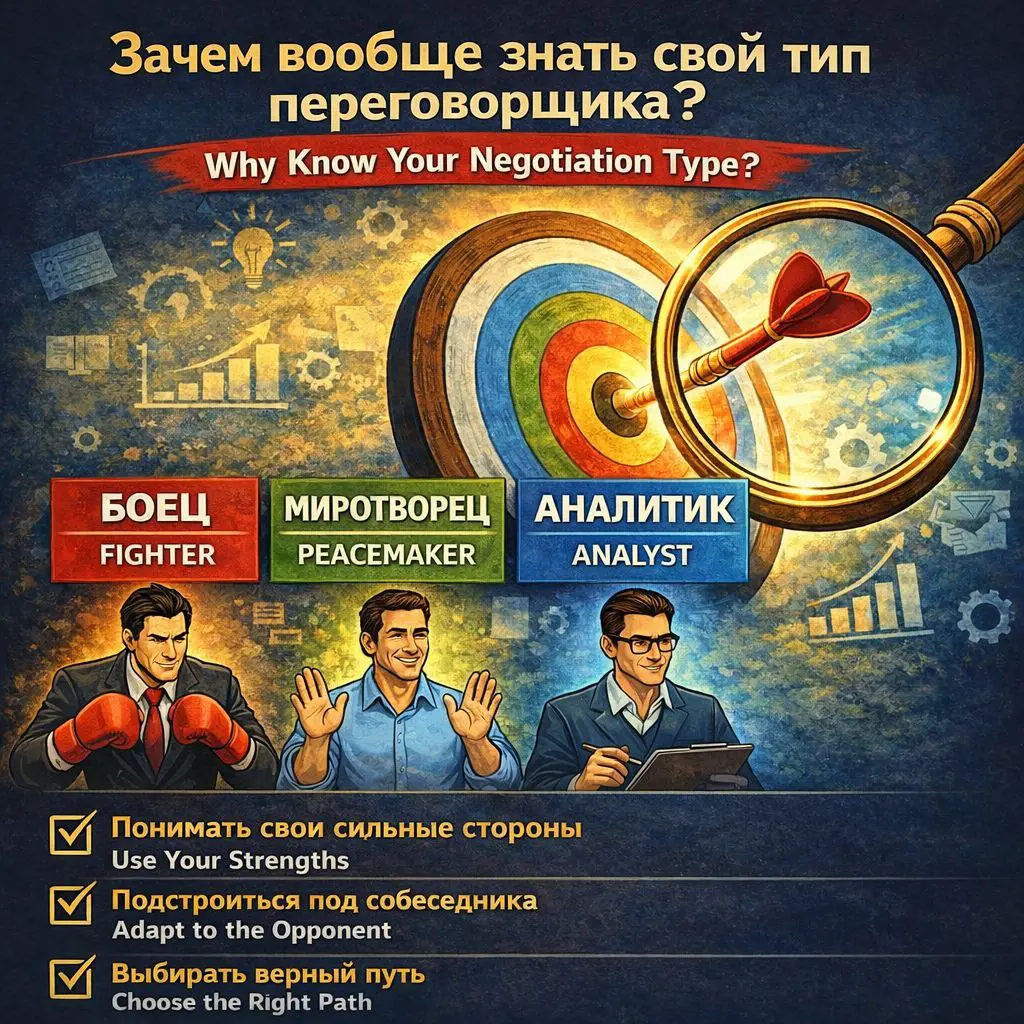 Зачем вообще знать, кто ты в переговорах 🧩
В прошлом посте я предложил тебе определить свой тип переговорщика | Сетка — социальная сеть от hh.ru