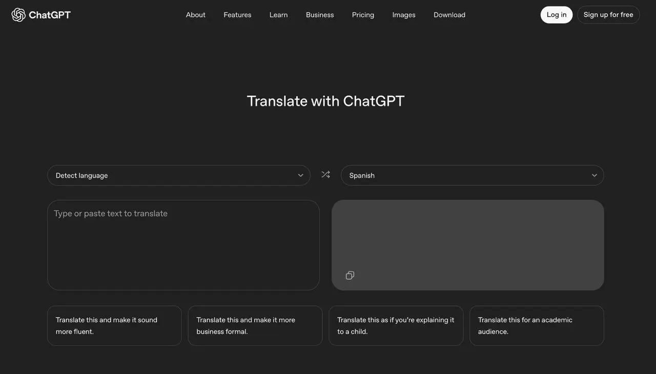 OpenAI запустили бесплатный онлайн-переводчик
На сайте ChatGPT появился отдельный инструмент Translate with ChatGPT - простой веб-переводчик | Сетка — социальная сеть от hh.ru