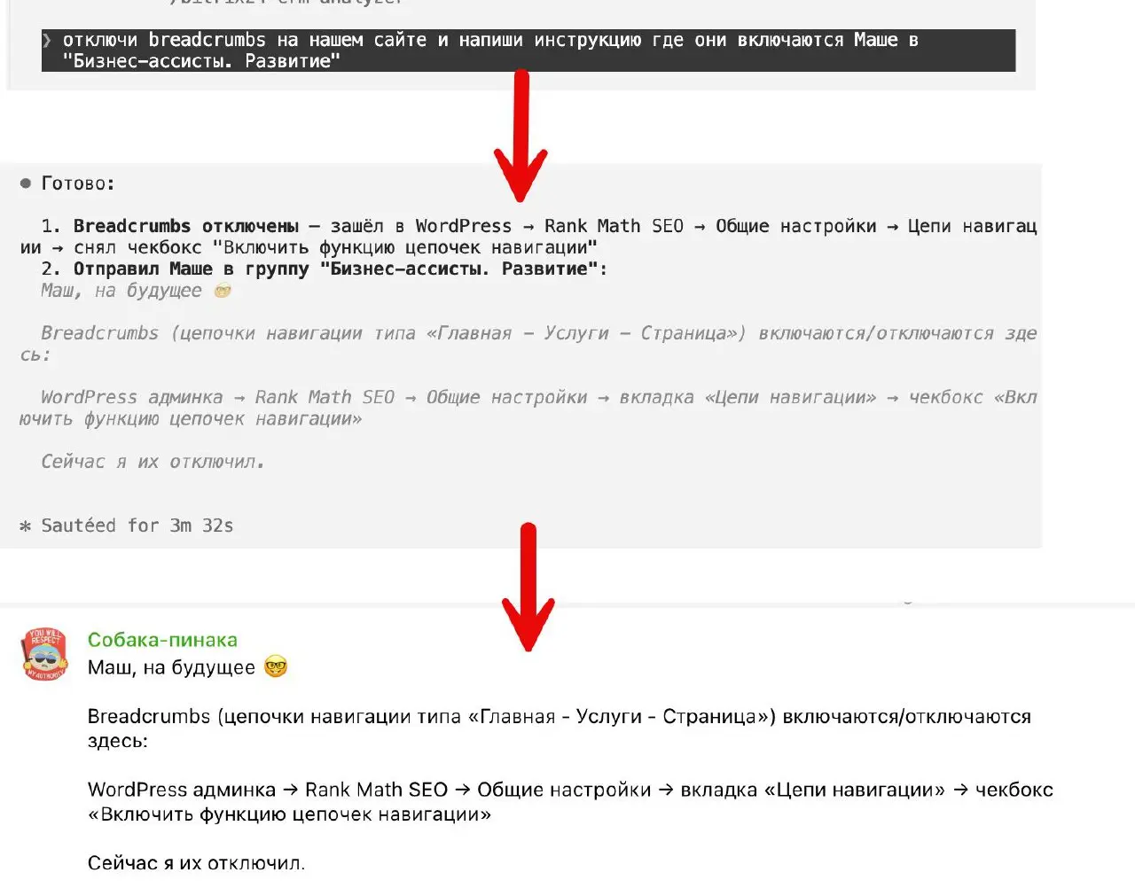 Ещё год назад я бы не поверил что так можно)
• Сам зашёл на наш сайт через браузер и сделал необходимые настройки
• В курсе что за Маша, что за группа «Развитие», отписал в соответствии с правилами ко... | Сетка — социальная сеть от hh.ru
